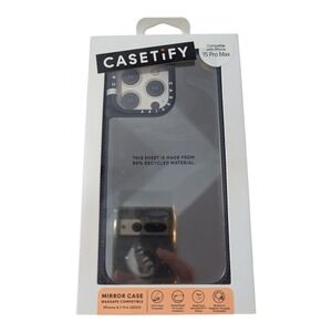 Q2-N CASETiFY Mirror Case w/ Magsafe for iPhone 15 Pro Max - Silver/Blk